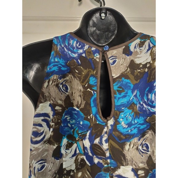 Ann Taylor Brown/Blue Floral Sleeveless Dress - Size 6 - Picture 8 of 9